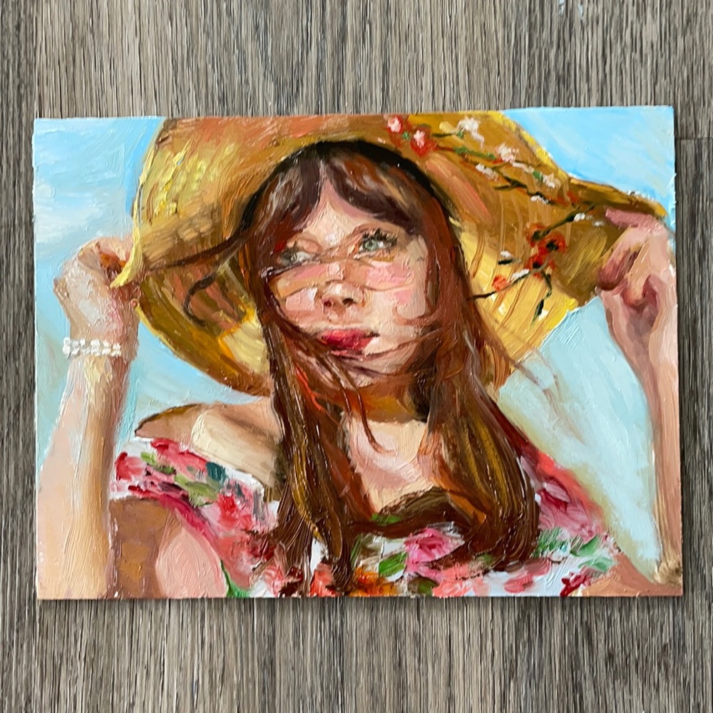 Oil painting-at the beach